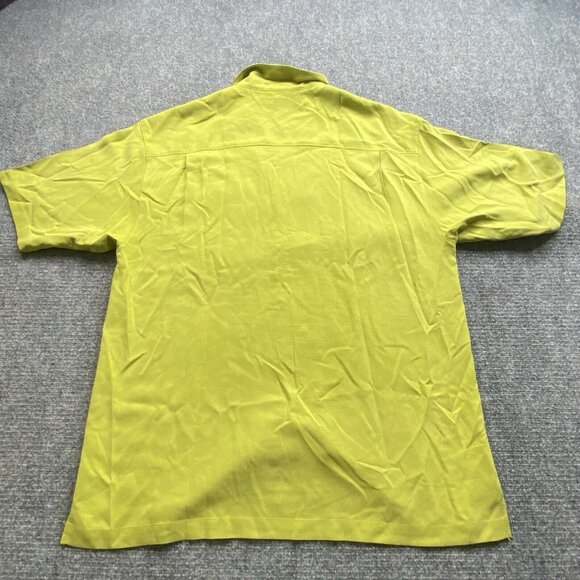 Tommy Bahama Shirt Mens XL Green Textured Silk Short Sleeve Button Up Vacay - Picture 8 of 12